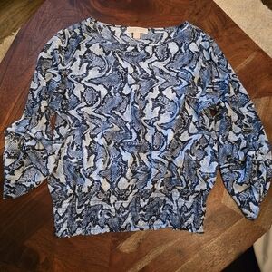 Michael Kors Blue and Black Patterned Top